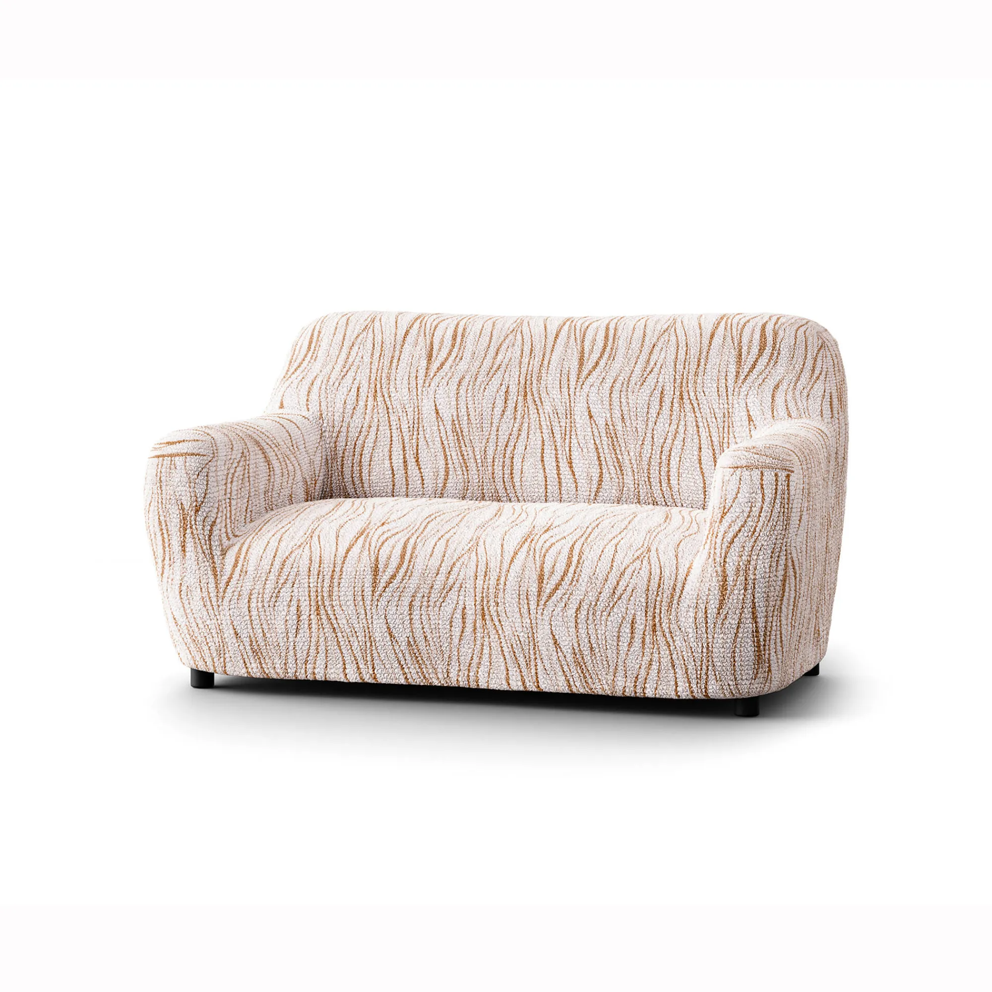 Zitbankhoes<Blancheporte Bi-rekbare hoes in microvezel met golvenmotief, voor fauteuil en zitbank beige