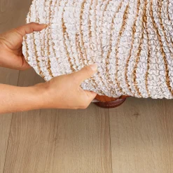 Zitbankhoes<Blancheporte Bi-rekbare hoes in microvezel met golvenmotief, voor fauteuil en zitbank beige