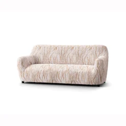 Zitbankhoes<Blancheporte Bi-rekbare hoes in microvezel met golvenmotief, voor fauteuil en zitbank beige