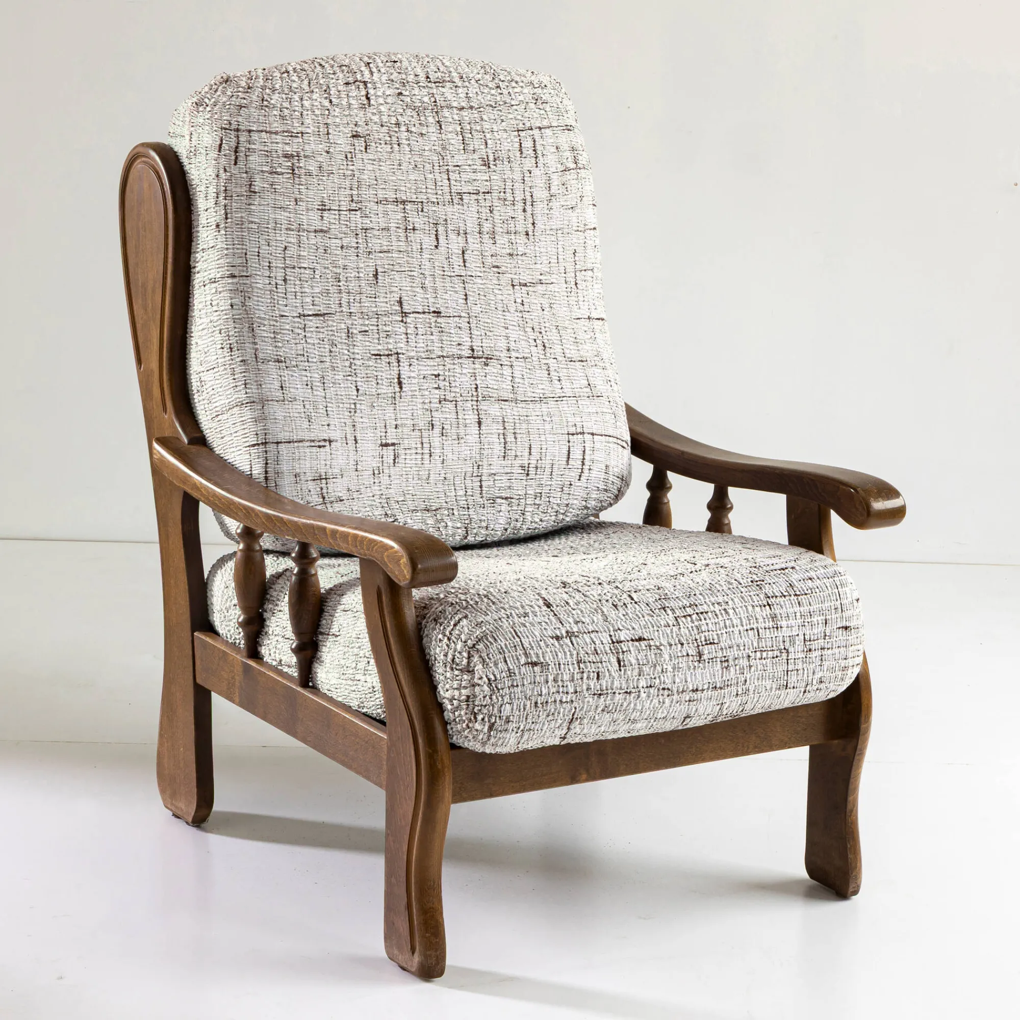 Zitbankhoes<Blancheporte Bi-rekbare hoes in microvezel, met effen faux-uni effect, voor rustieke fauteuil beige