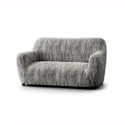 Zitbankhoes<Blancheporte Bi-rekbare hoes in microvezel met golvenmotief, voor fauteuil en zitbank grijs