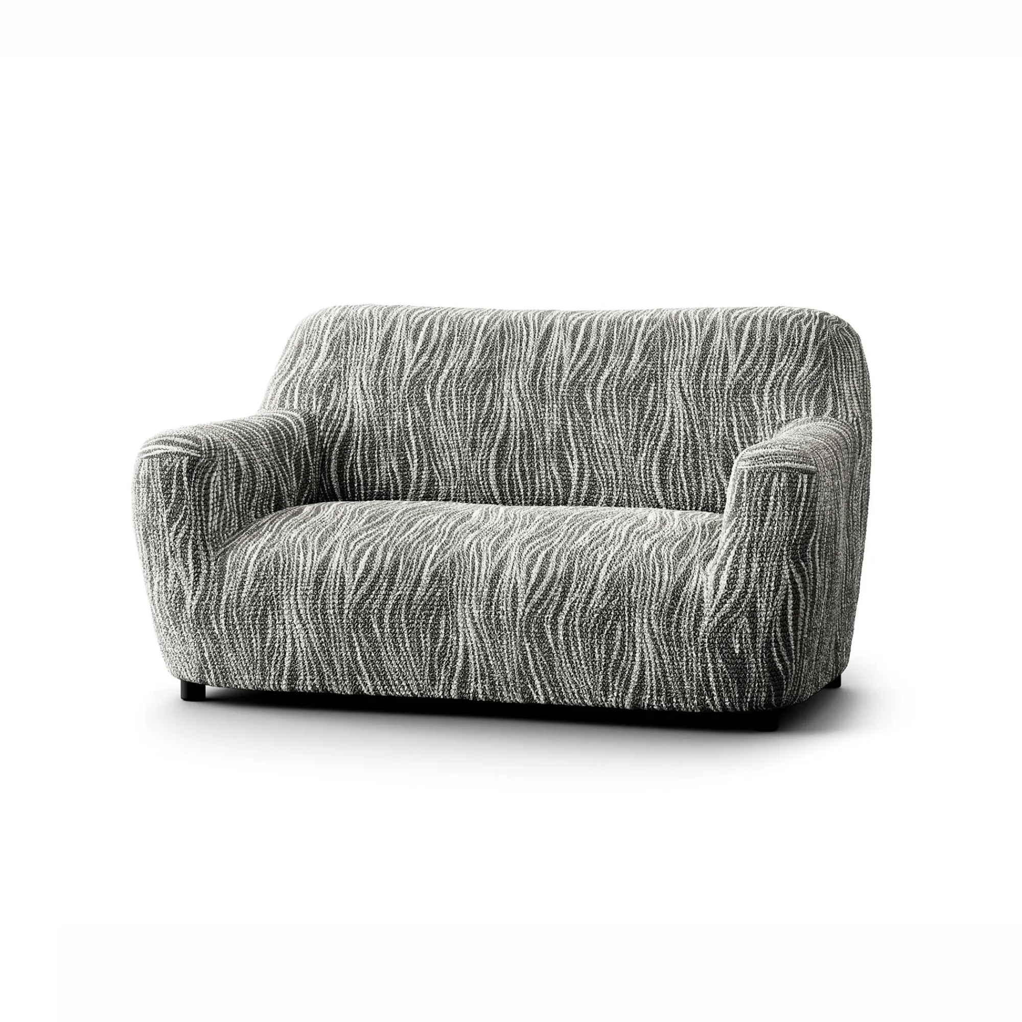 Zitbankhoes<Blancheporte Bi-rekbare hoes in microvezel met golvenmotief, voor fauteuil en zitbank grijs