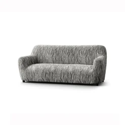Zitbankhoes<Blancheporte Bi-rekbare hoes in microvezel met golvenmotief, voor fauteuil en zitbank grijs