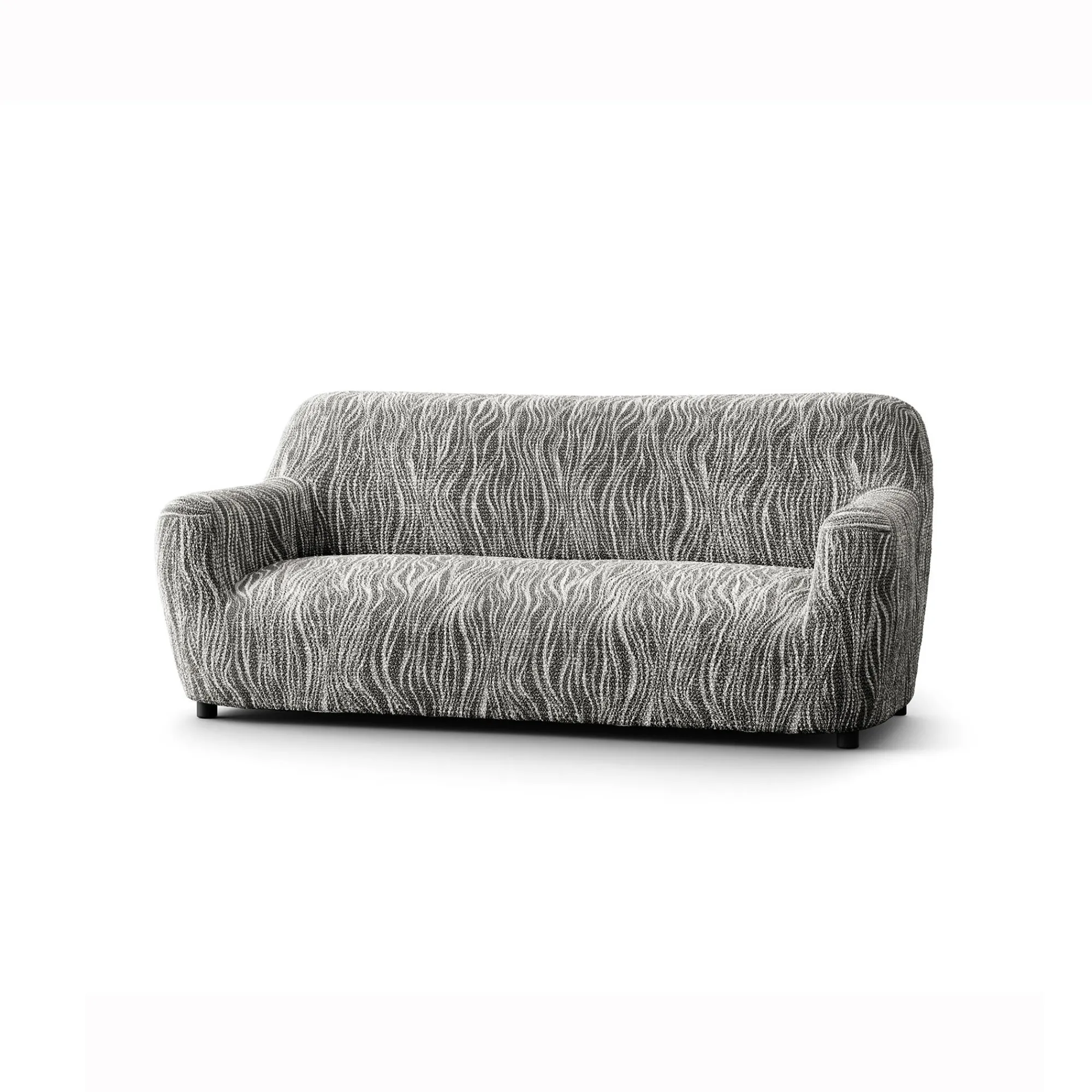 Zitbankhoes<Blancheporte Bi-rekbare hoes in microvezel met golvenmotief, voor fauteuil en zitbank grijs
