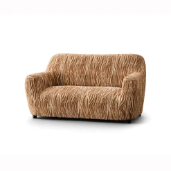 Zitbankhoes<Blancheporte Bi-rekbare hoes in microvezel met golvenmotief, voor fauteuil en zitbank chocolade