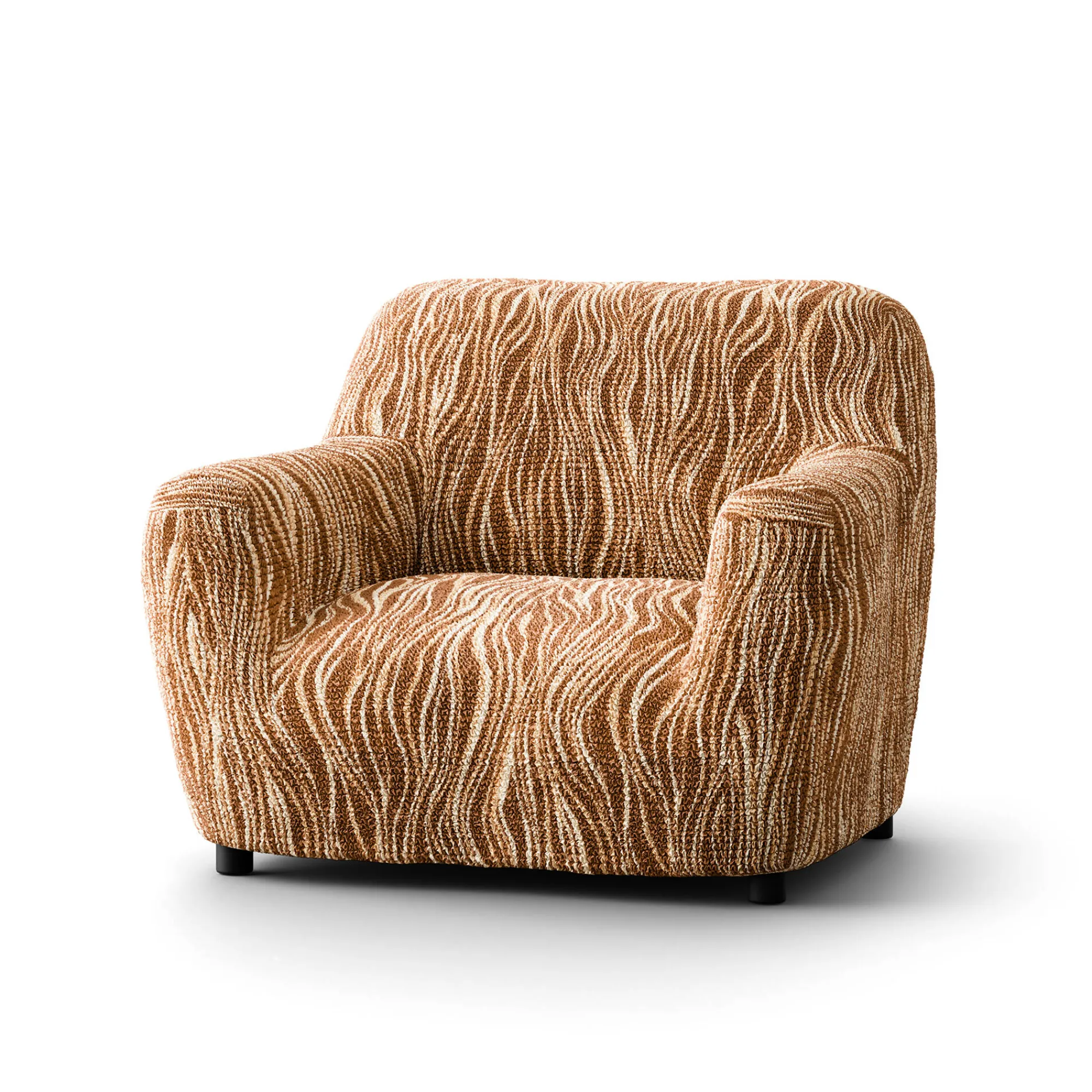 Zitbankhoes<Blancheporte Bi-rekbare hoes in microvezel met golvenmotief, voor fauteuil en zitbank chocolade