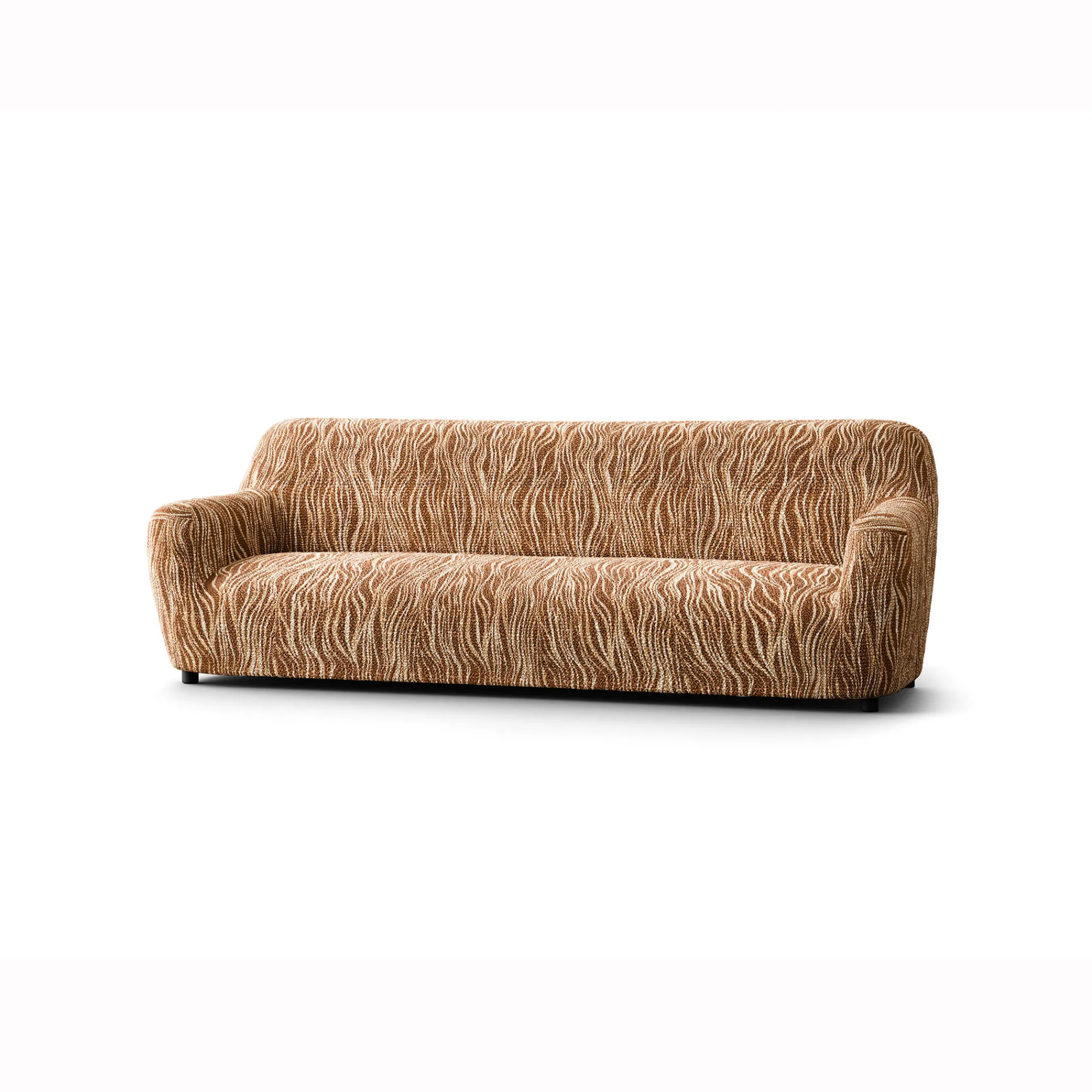 Zitbankhoes<Blancheporte Bi-rekbare hoes in microvezel met golvenmotief, voor fauteuil en zitbank chocolade