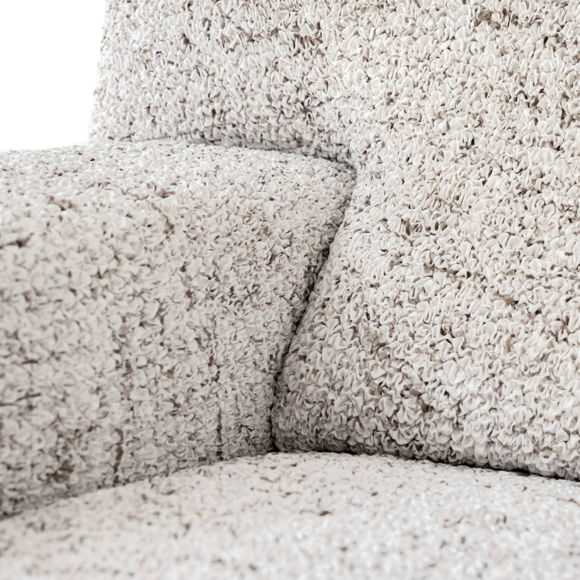 Zitbankhoes<Blancheporte Bi-rekbare hoes in microvezel, effen faux-uni effect voor fauteuil en zitbank beige