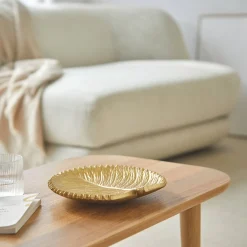 Feestdecoratie|Decoratieartikel<Blancheporte Bladvormige schaal, polyhars goudkleurig
