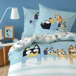 Bedlinnenset Kids|Delige Bedlinnenset<Bluey achtig katoenen beddengoed blauw