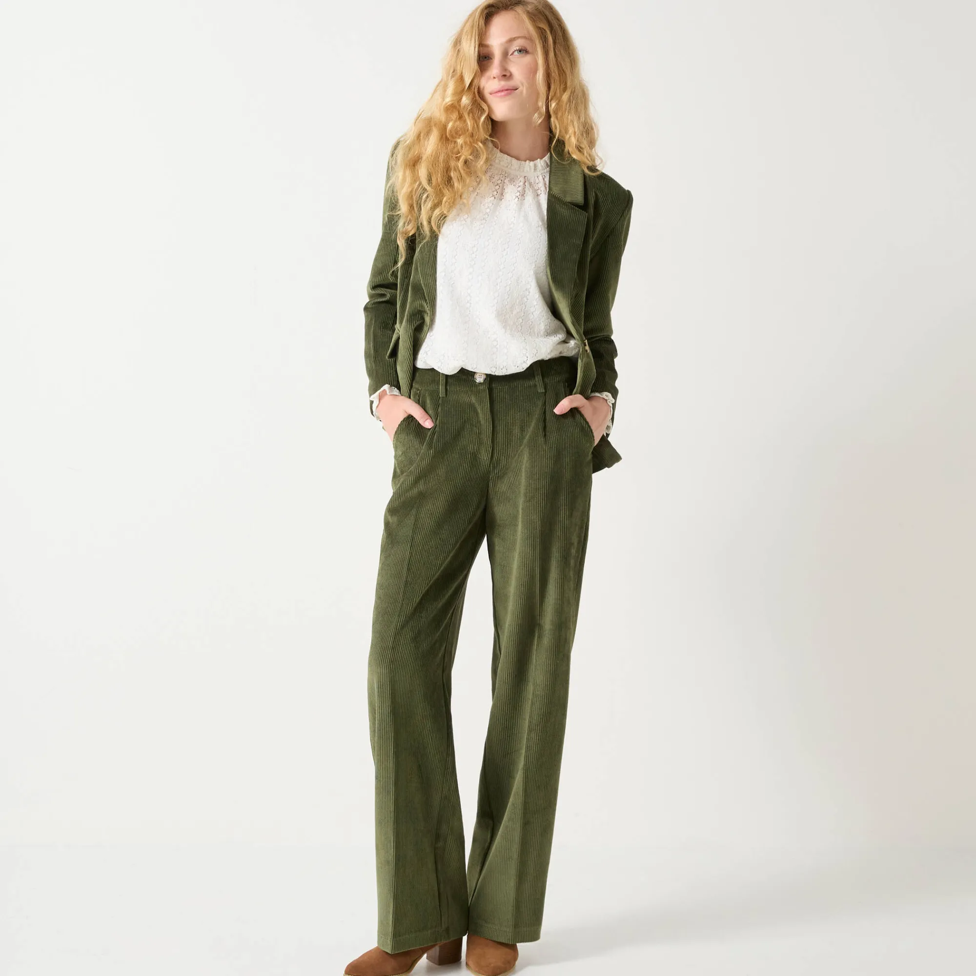 Feestoutfits Dames|Jas En Mantel<Blancheporte Blazer in velours groen