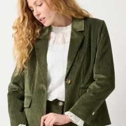 Feestoutfits Dames|Jas En Mantel<Blancheporte Blazer in velours groen
