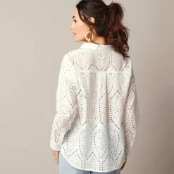 Bloes En Tuniek<Blancheporte Bloes in broderie anglaise, lange mouwen wit
