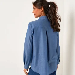 Bloes En Tuniek<Blancheporte Bloes in chambray, geborduurd hartje stone