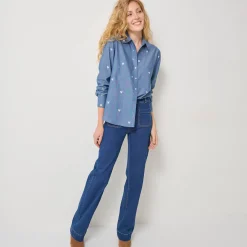 Bloes En Tuniek<Blancheporte Bloes in chambray met knoopsluiting en hartjesprint bleached