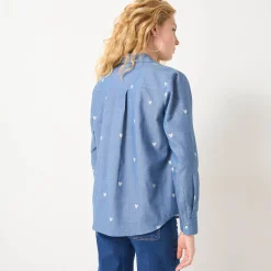 Bloes En Tuniek<Blancheporte Bloes in chambray met knoopsluiting en hartjesprint bleached