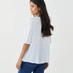 Bloes En Tuniek<Blancheporte Bloes in crepon met goudkleurige print wit / goudkleurig