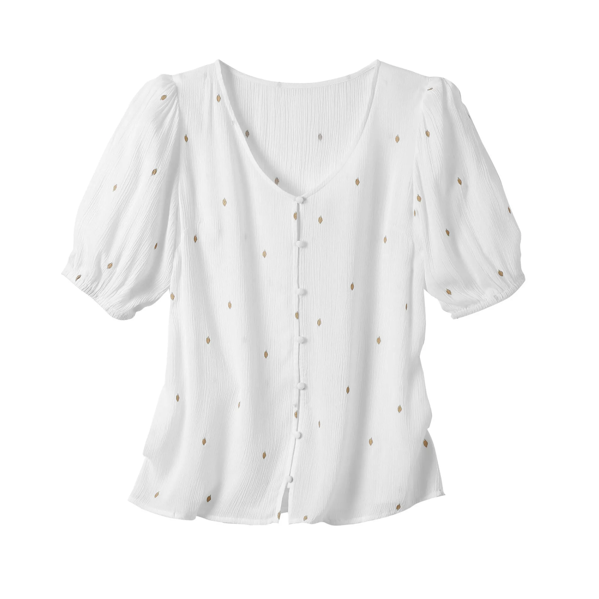 Bloes En Tuniek<Blancheporte Bloes in crepon met goudkleurige print wit / goudkleurig