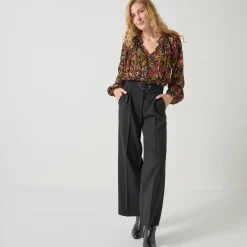 Bloes En Tuniek<Blancheporte Bloes in creponvoile met etnische print zwart / veelkleurig