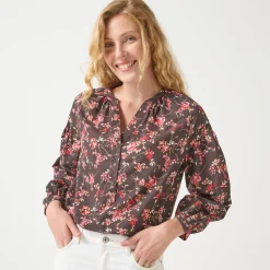 Bloes En Tuniek<Blancheporte Bloes in katoen met bloemenprint, 7/8-mouwen chocolade / roze