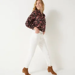 Bloes En Tuniek<Blancheporte Bloes in katoen met bloemenprint, 7/8-mouwen chocolade / roze