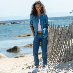 Bloes En Tuniek<Blancheporte Bloes in lichte jeans met oprolbare mouwen bleached