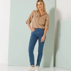 Bloes En Tuniek<Blancheporte Bloes in linnen-katoen, oprolbare mouwen beige