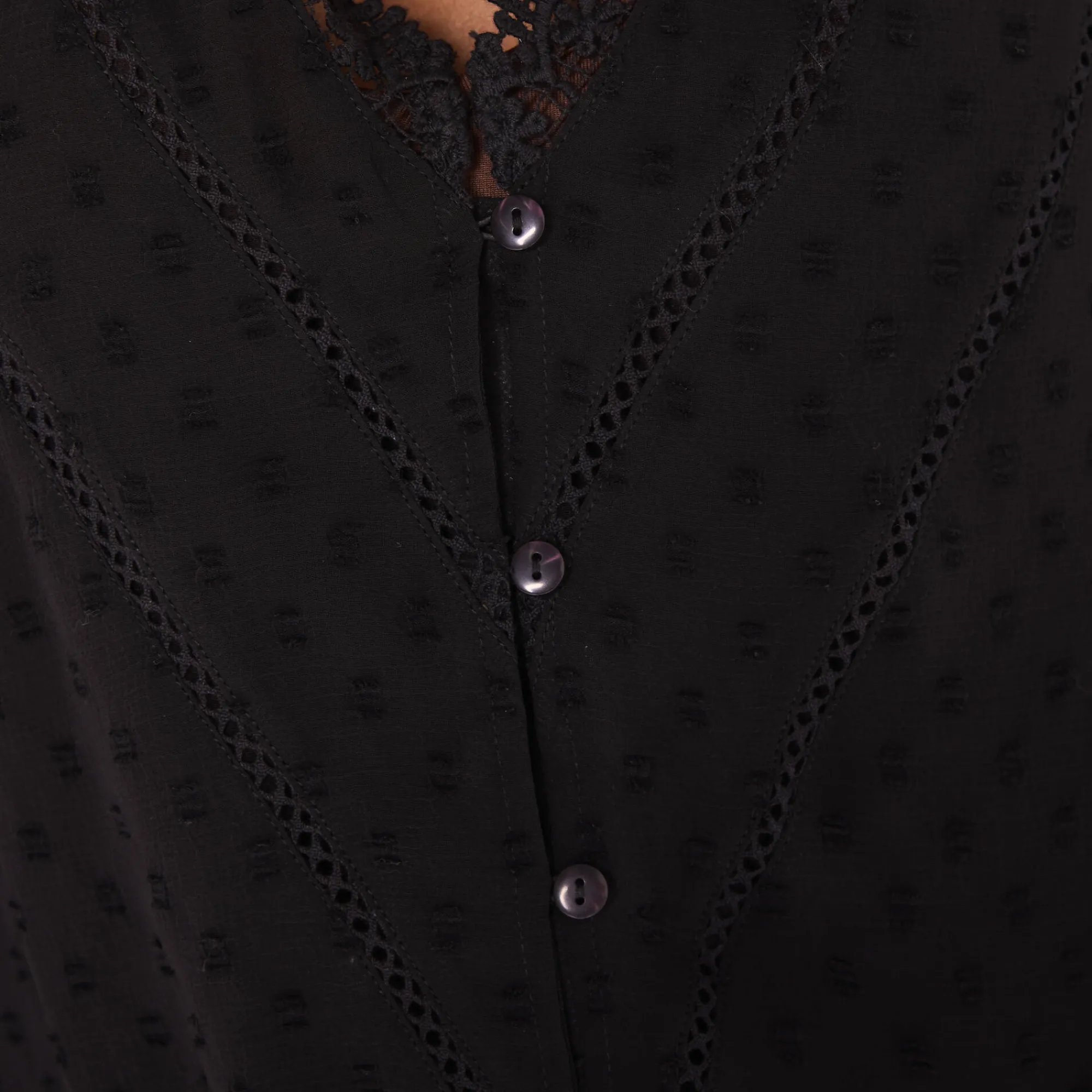 Feestoutfits Dames|Bloes En Tuniek<Blancheporte Bloes in plumetisvoile, details in macramé zwart