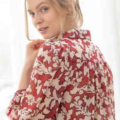 Bloes En Tuniek<Blancheporte Bloes in voile, bloemenprint bordeaux