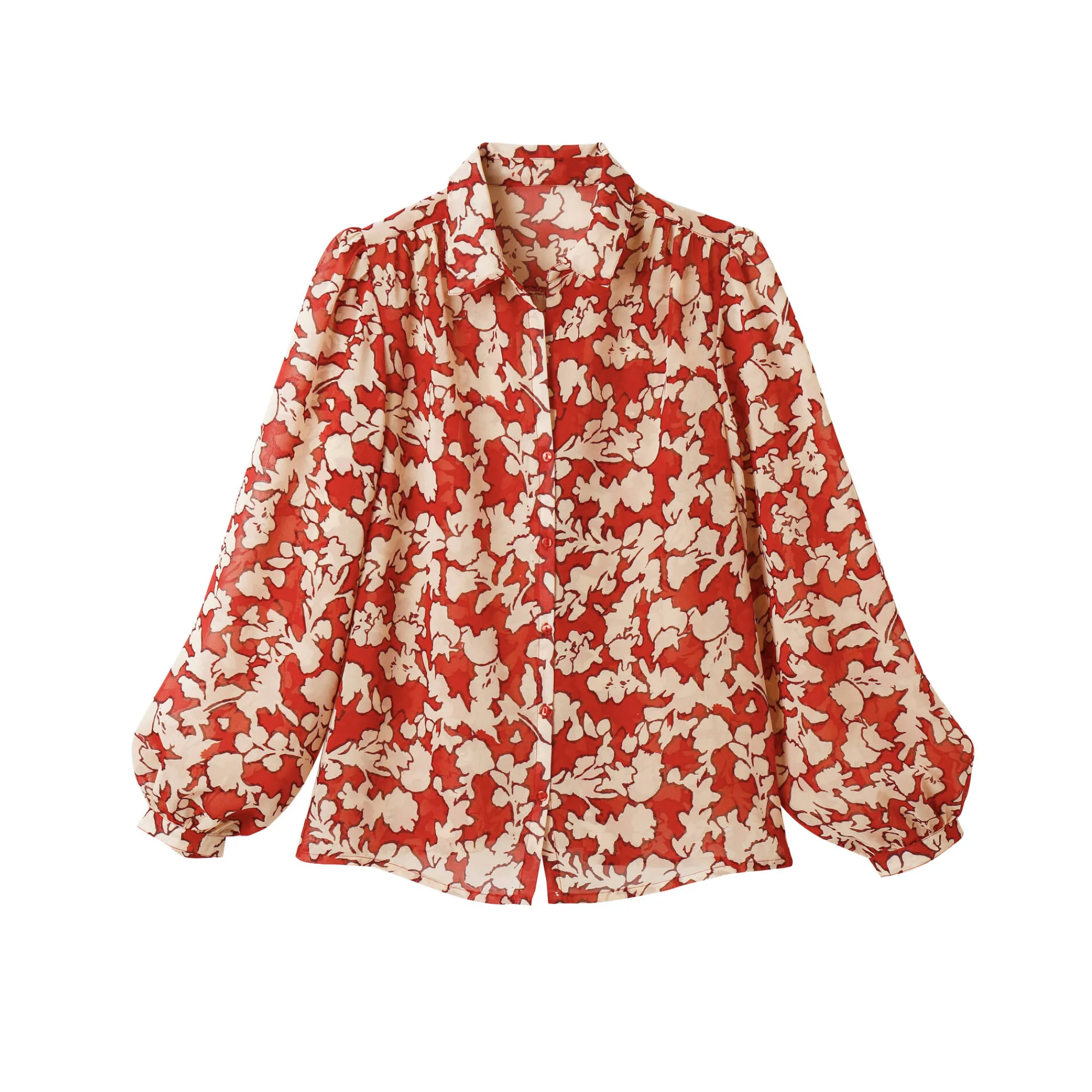 Bloes En Tuniek<Blancheporte Bloes in voile, bloemenprint bordeaux