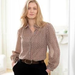 Bloes En Tuniek<Blancheporte Bloes in voile, minimalistische print beige / karamel