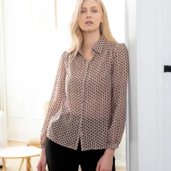 Bloes En Tuniek<Blancheporte Bloes in voile, minimalistische print beige / karamel