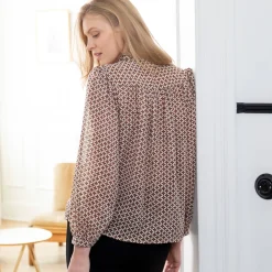 Bloes En Tuniek<Blancheporte Bloes in voile, minimalistische print beige / karamel