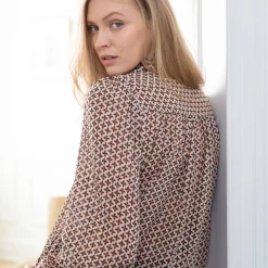 Bloes En Tuniek<Blancheporte Bloes in voile, minimalistische print beige / karamel