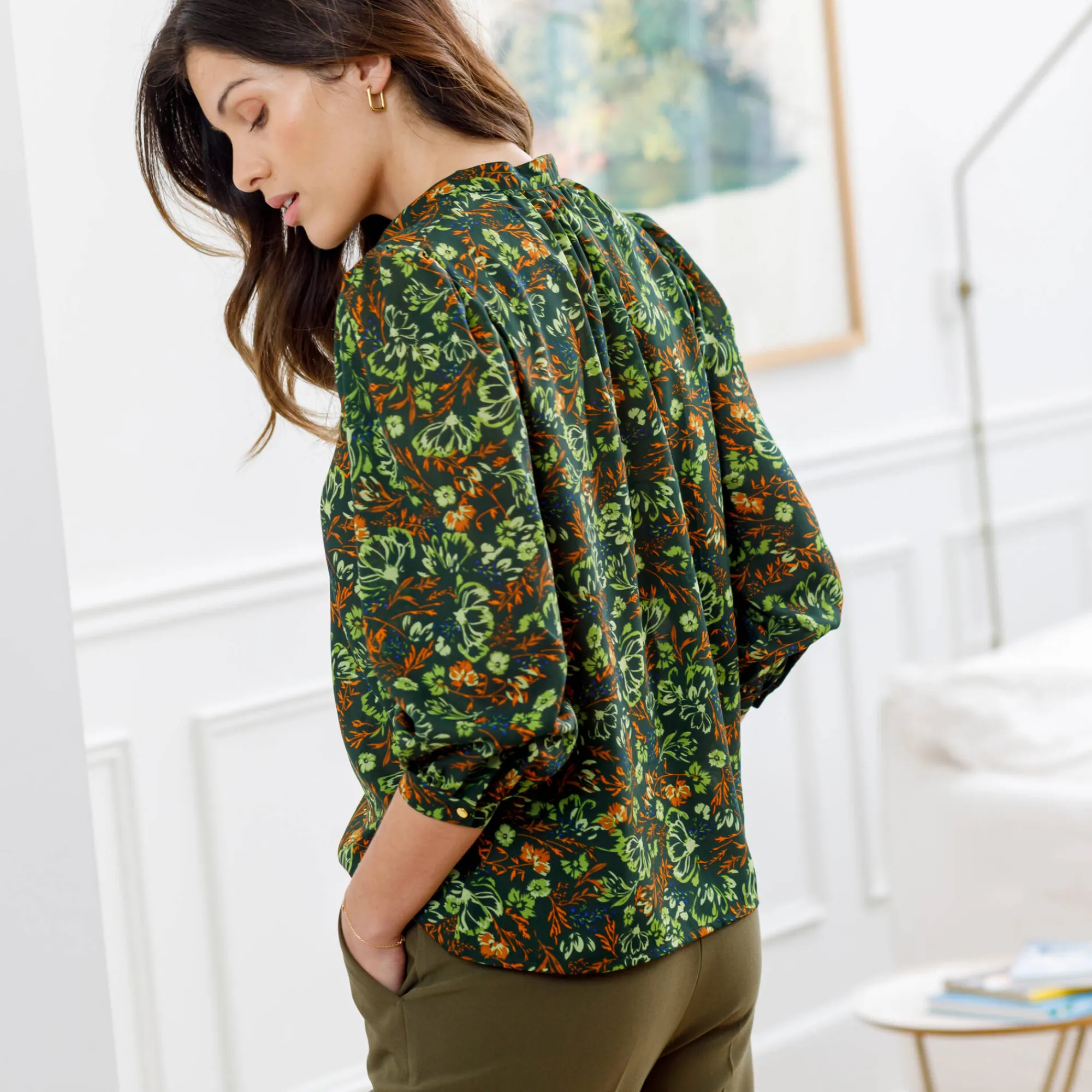Bloes En Tuniek<Blancheporte Bloes met bloemenprint kaki / groen