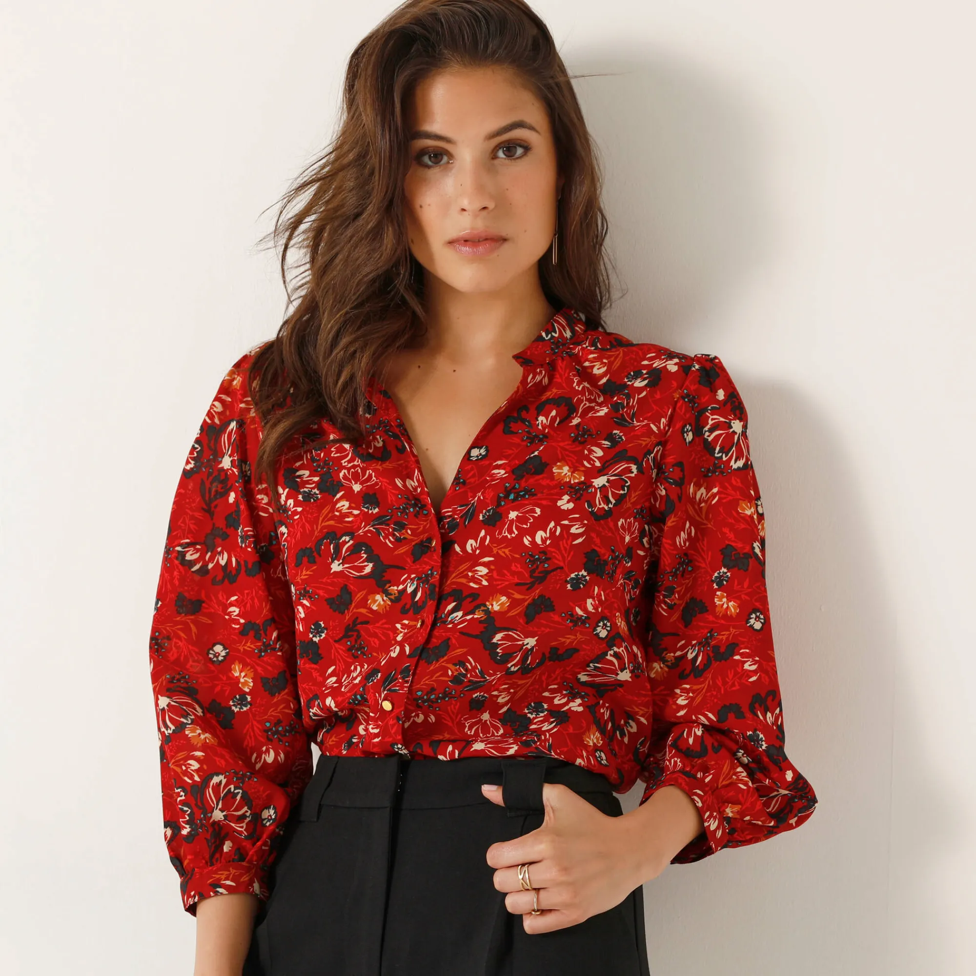 Bloes En Tuniek<Blancheporte Bloes met bloemenprint rood / indigo