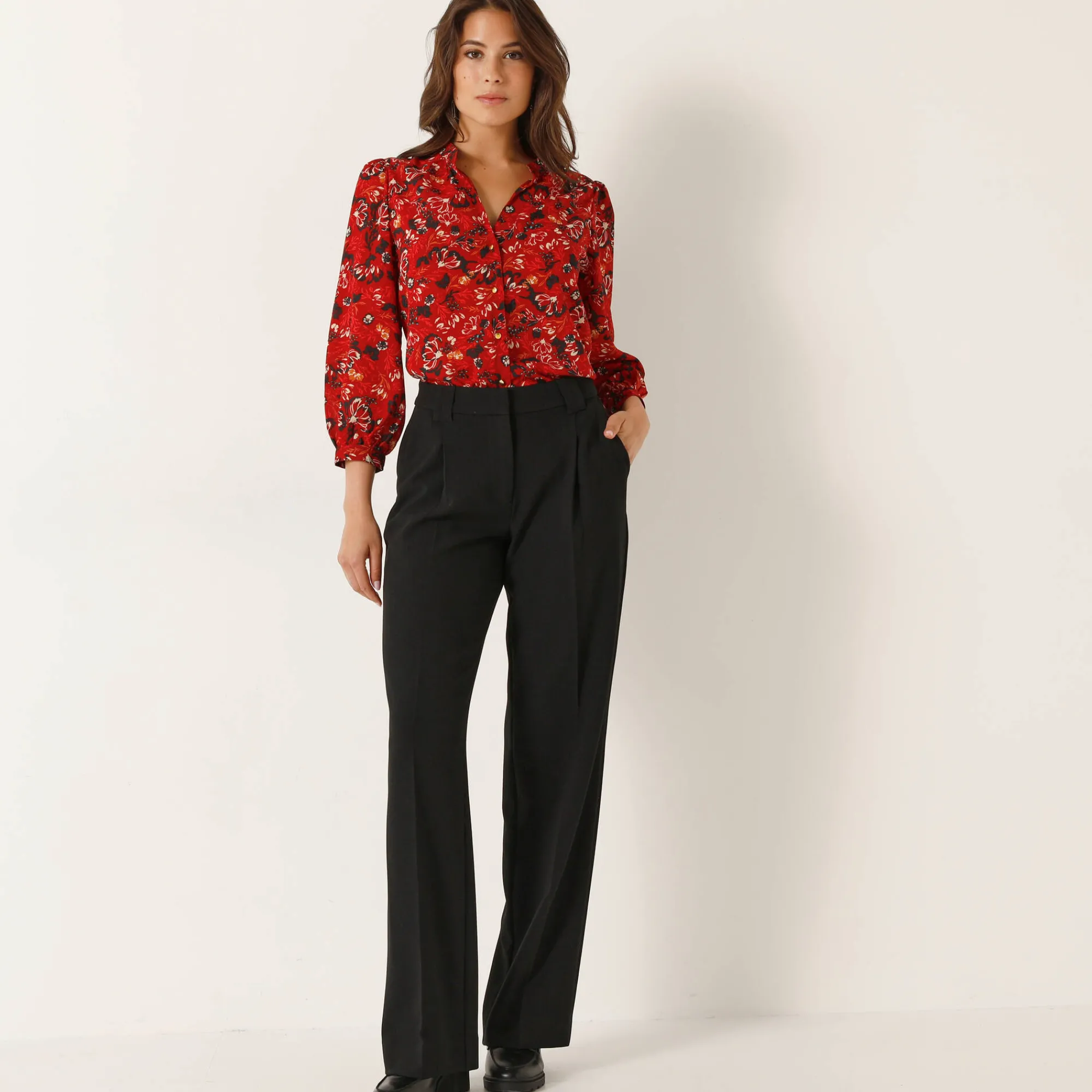 Bloes En Tuniek<Blancheporte Bloes met bloemenprint rood / indigo