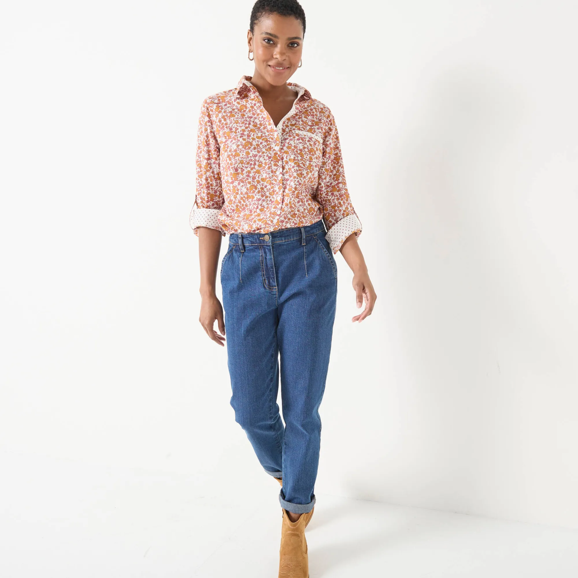 Bloes En Tuniek<Blancheporte Bloes met bloemenprint wit / karamel