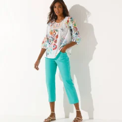 Bloes En Tuniek<Blancheporte Bloes met bloemenprint wit / muntgroen