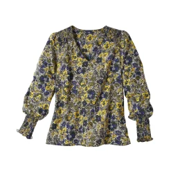 Bloes En Tuniek<Blancheporte Bloes met bloemenprint en smokwerk aan de schouders groen / marine