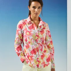Bloes En Tuniek<Blancheporte Bloes met bloemenprint, katoenvoile wit / roze