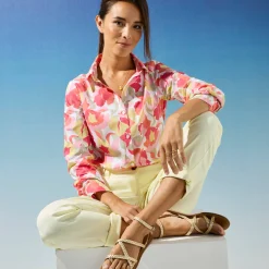 Bloes En Tuniek<Blancheporte Bloes met bloemenprint, katoenvoile wit / roze