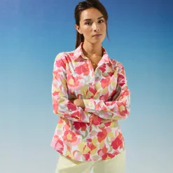 Bloes En Tuniek<Blancheporte Bloes met bloemenprint, katoenvoile wit / roze