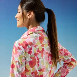 Bloes En Tuniek<Blancheporte Bloes met bloemenprint, katoenvoile wit / roze