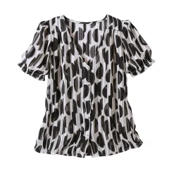 Bloes En Tuniek<Blancheporte Bloes met bloezende mouwen en tweekleurige print, jacquardvoile zwart / ecru