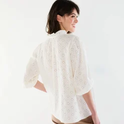 Bloes En Tuniek<Blancheporte Bloes met broderie anglaise, smokwerk en stroken aan de hals ecru