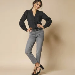 Feestoutfits Dames|Bloes En Tuniek<Blancheporte Bloes met broderie anglaise, katoen zwart