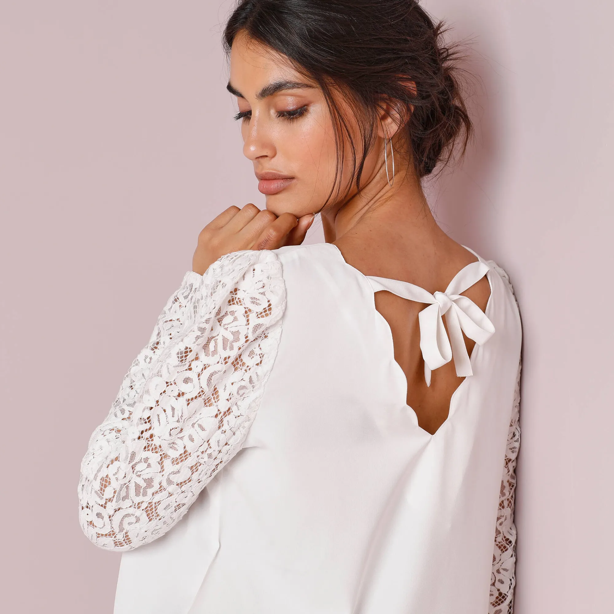 Feestoutfits Dames|Bloes En Tuniek<Blancheporte Bloes met festonrand achter ecru