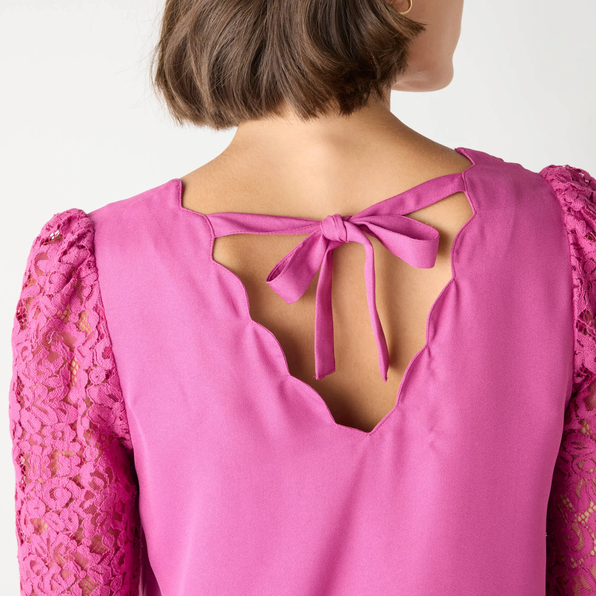 Feestoutfits Dames|Bloes En Tuniek<Blancheporte Bloes met festonrand achter grijsvioline