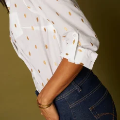 Bloes En Tuniek<Blancheporte Bloes met goudkleurige print wit / goudkleurig